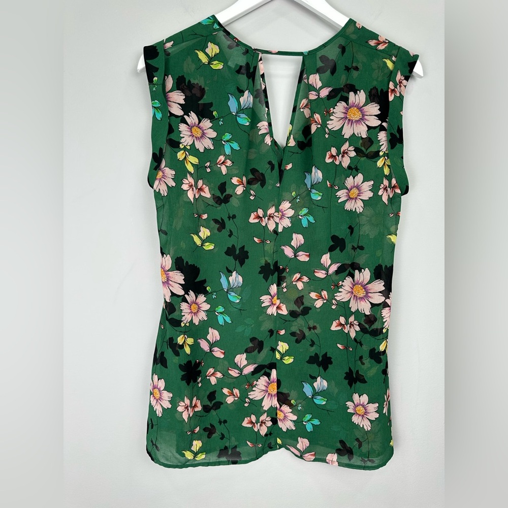CaBI Green Floral Sheer Lightweight Top Blouse Small - Picture 7 of 12